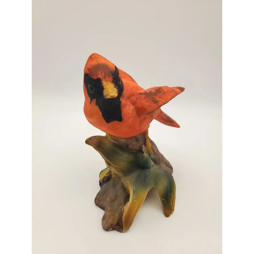Vintage Mid-Century Ceramic Red Cardinal Bird Figurine